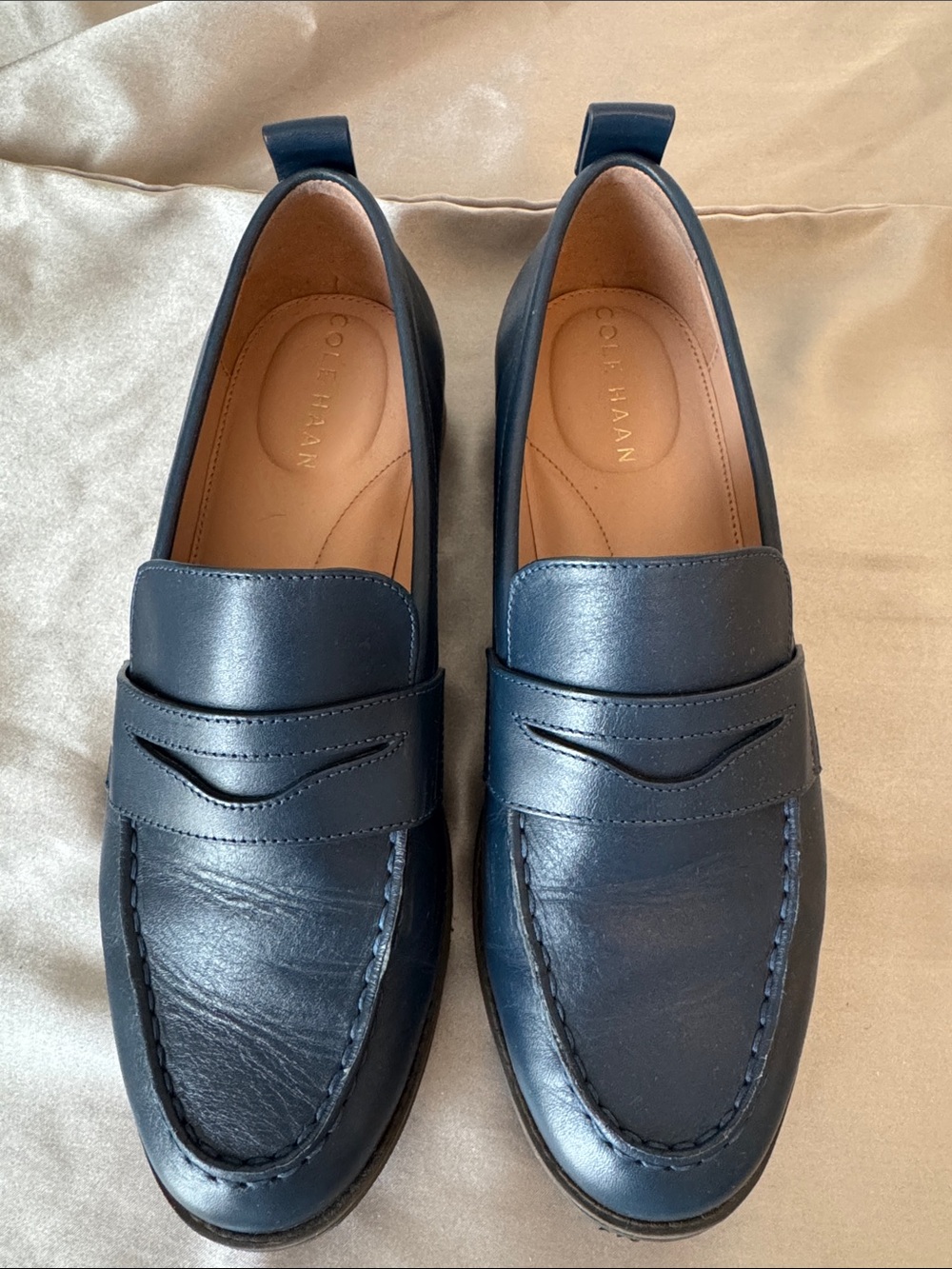 Cole Haan Dark Blue Leather Penny Loafers for Men